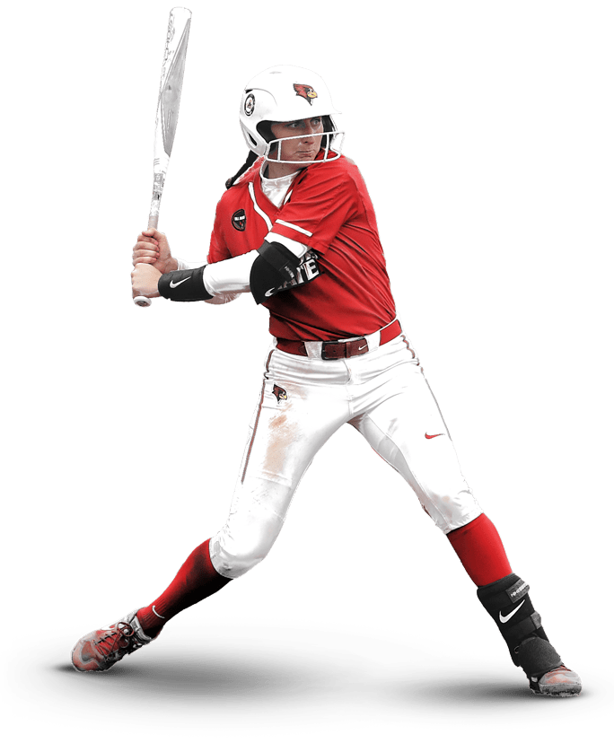 Softball player swinging bat